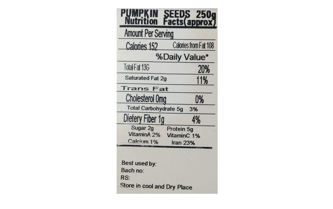 Food to Live Pumpkin Seed Without Shell   Pack  250 grams